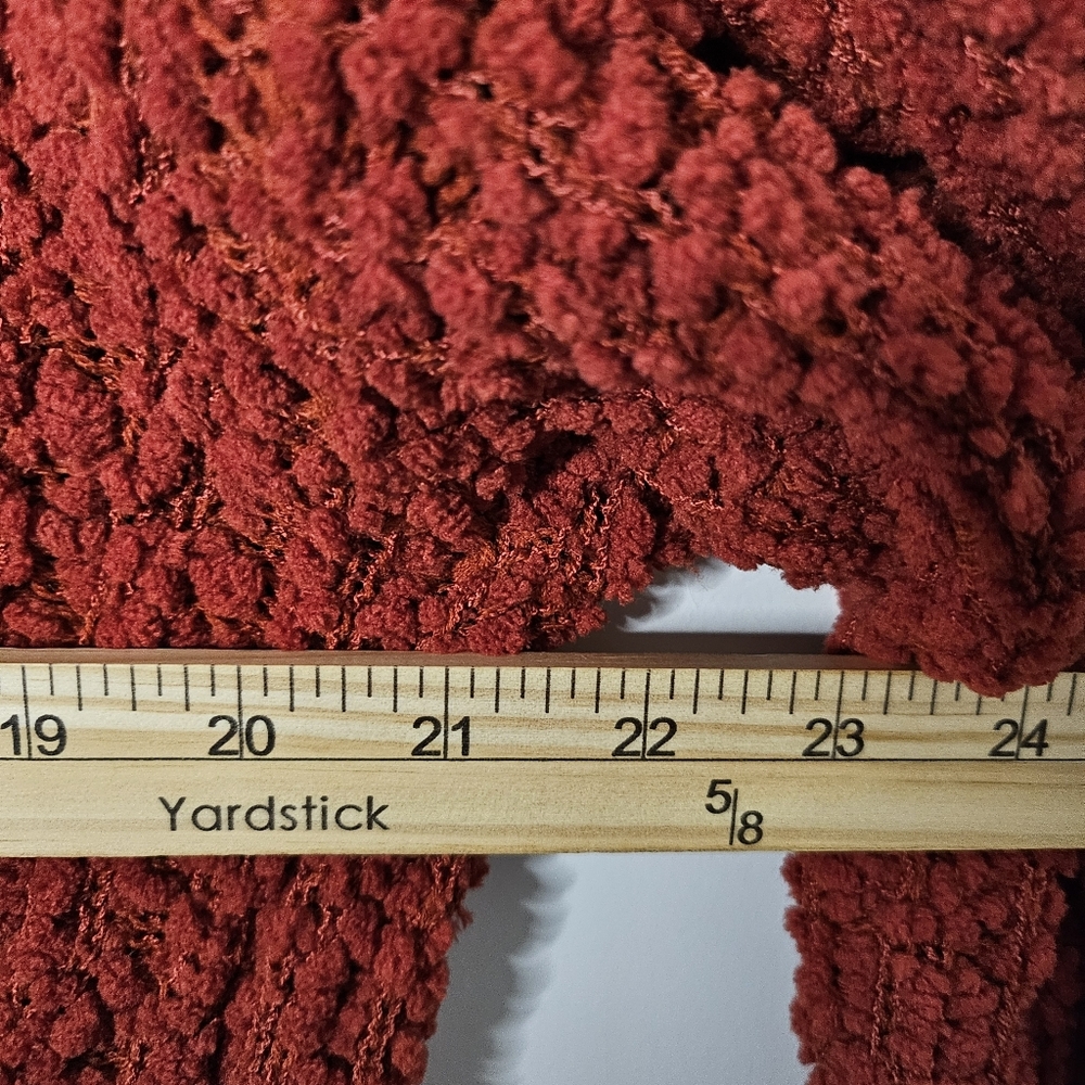 Pink Rose XL Popcorn Knit Open Front Long Soft Cardigan Sweater Pockets Cozy - Picture 6 of 8